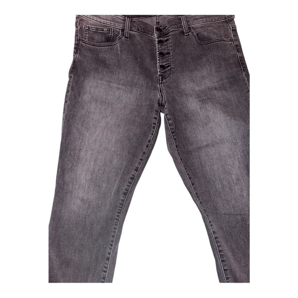 GAP True Skinny Midrise Black Button Fly Unfinished Hem Cropped Jeans Plus 33 - Picture 2 of 6